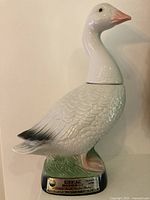 Full view of ceramic snow goose decanter