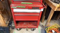 Front view of Mastercraft rolling tool chest