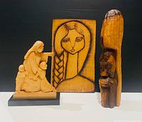 Front view of all three wooden pieces