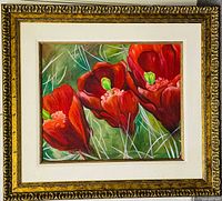 Full view of framed oil painting