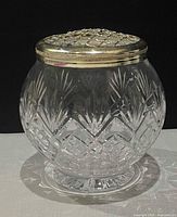 Full view of crystal bowl with frog lid attached