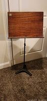 Full view of Hamilton wood music stand on tripod base