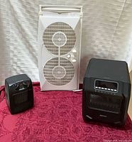 All three items: LifeSmart heater, Pelonis heater, window fan
