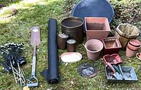 Group shot of all garden items on grass