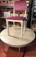 Chair placed on tabletop showing both items together