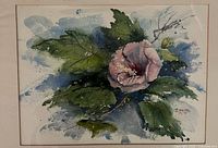 Front view of the watercolor painting showing the hibiscus subject, signature, and date