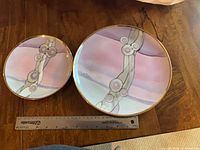 Large and small plates top view with ruler for scale