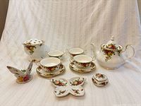 Full group shot of all bone china pieces