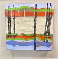 Front view of the Linda Crabtree abstract painting on wall