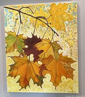 Full view of the signed maple leaves painting