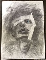 Full view of charcoal and pastel portrait on paper