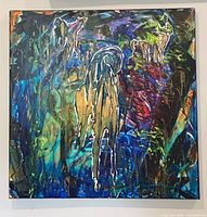 Full view of the 24x24 in abstract acrylic painting on canvas