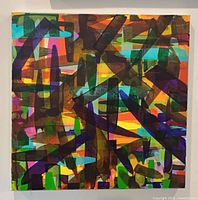 Front view of Paul Pinola abstract acrylic painting showing full composition and colours