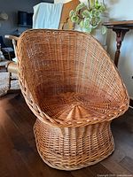 Front three-quarter view of wicker chair