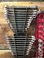 Both Evercraft wrench sets hanging in holders