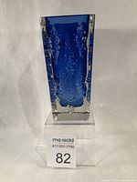 Front view of cobalt blue textured glass vase