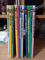 All ten Disney Wonderful World of Reading books standing to show titles and spines