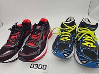 Overall view of both pairs of Brooks sneakers