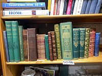 Shelf showing full grouping of antique Irish themed books