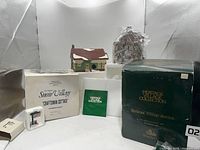 Full lot showing both boxed buildings, accessory box, and packaging