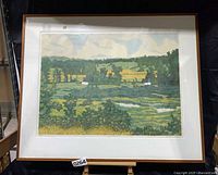 Full view of framed print showing artwork, mat and walnut frame