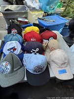 All 12 caps arranged on table