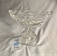 Front view of pressed glass pedestal bowl