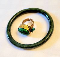 Ring and jade bangle together overview