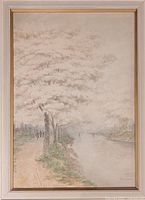 Full view of framed watercolor painting