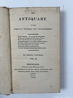 Title page of The Antiquary Vol II showing imprint and 1816 date