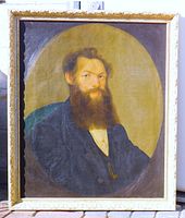 Full view of framed oil portrait