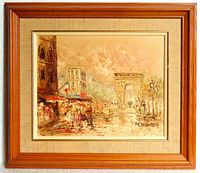 Framed painting showing full artwork and frame