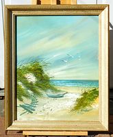 Framed Winslow oil painting full view