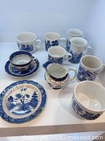 Group shot of all blue and white pieces