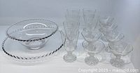 Entire lot showing Boopie glasses, sherbet dishes, Candlewick bowl and plate