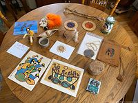 Overview of all Indigenous themed items laid out on table