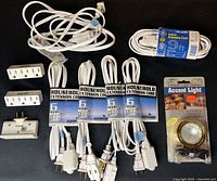 Group shot showing all cords, adapters and light fixture