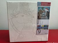 Front view of sealed painting kit showing pre-printed canvas