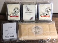 Front view of all five new wax melt packages