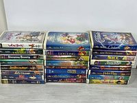 Full lot showing three stacks of clamshell tapes