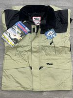 Front view of jacket with tags attached