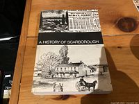 Front cover showing title "A History of Scarborough" and illustrated design