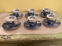 Six Ridgway Meadowsweet teacups on matching saucers