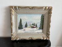 Frontal view showing full painting and carved gilt wood frame