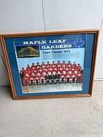 Full view of framed Team Canada 1972 poster