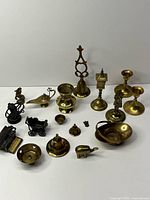 Full lot overview of all miniature brass items