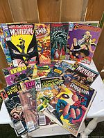 Front view showing majority of comic book covers