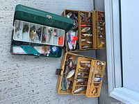 All three open tackle boxes showing overall quantity and variety
