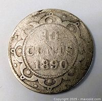 Reverse view showing denomination and date 1890