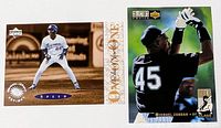Both Michael Jordan baseball cards side by side